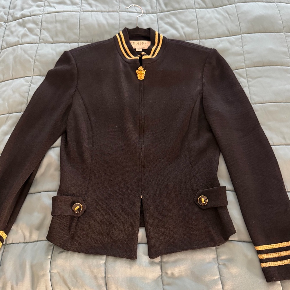 St. John Black Jacket with Gold Accents